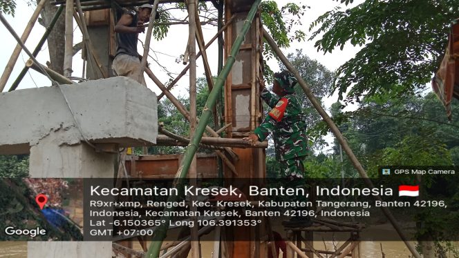 
					Kodim 0510/Tigaraksa Bangun Jembatan Garuda 120 Meter Di Kresek