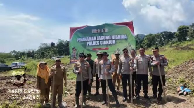 
					Dukung Kesejahteraan Petani, Polres Cianjur Panen dan Tanam Jagung Hibrida di Mekarsari