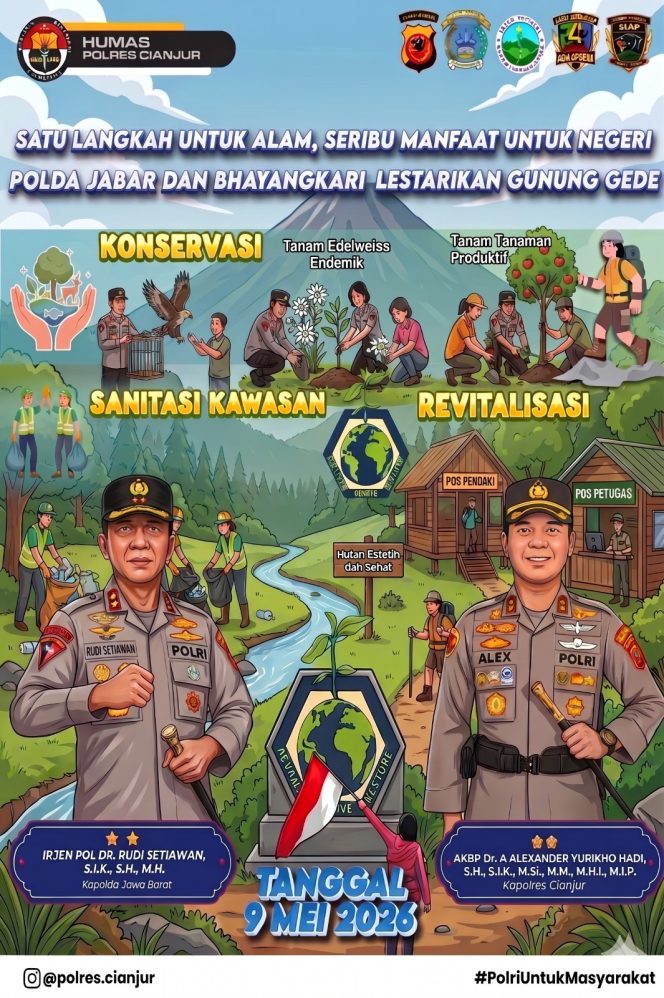 
					Sinergi Pelestarian Alam, Polda Jabar dan Bhayangkari Hijaukan Gunung Gede