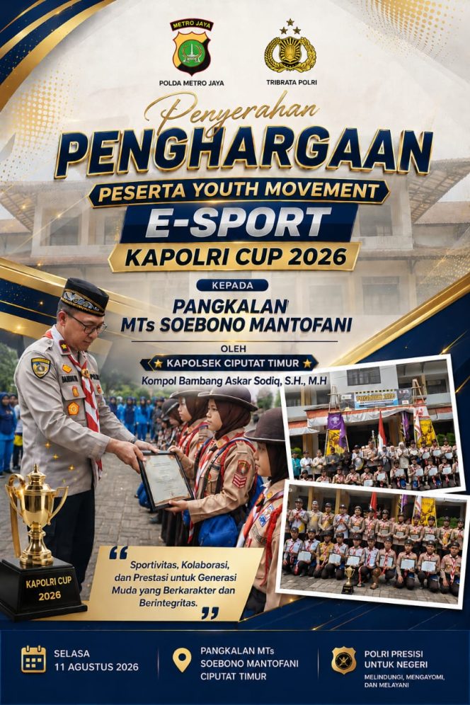 
					31 Penggalang MTs Soebono Mantofani Mendapat Penghargaan Kapolsek Ciputat Timur