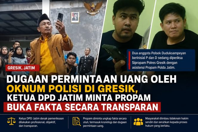 
					Dugaan Permintaan Uang oleh Oknum Polisi di Gresik, Ketua FWJI DPD Jatim Minta Propam Buka Fakta