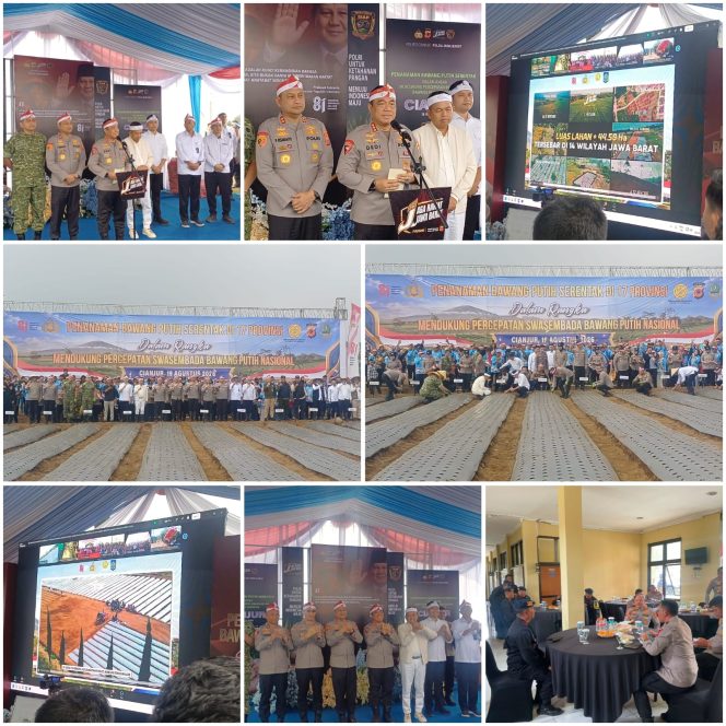 
					Brimob Jabar Hadir Dalam Penanaman Serentak Bawang Putih di Cianjur