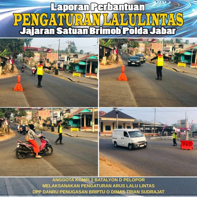 
					Brimob Jabar Hadir Gatur, Pagi Lebih Aman dan Lancar di Wilayah Garut Hingga Tasikmalaya