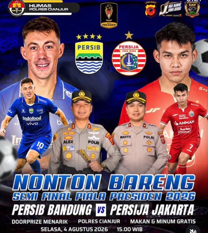 
					Semarakkan Semifinal Piala Presiden 2026, Polres Cianjur Undang Warga Nobar Bersama