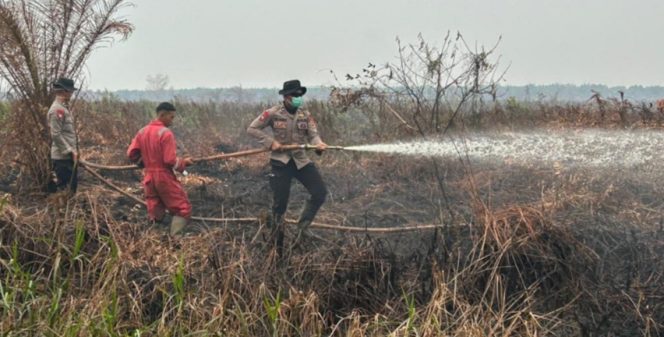 
					Personel BKO Sat Brimob Polri Laksanakan Pemadaman Karhutla di Desa Pelang KM 10