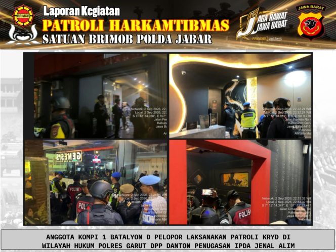 
					Brimob Jabar Bersinergi Dengan Polres Garut Jaga Kamtibmas Melalui Patroli KRYD Gabungan