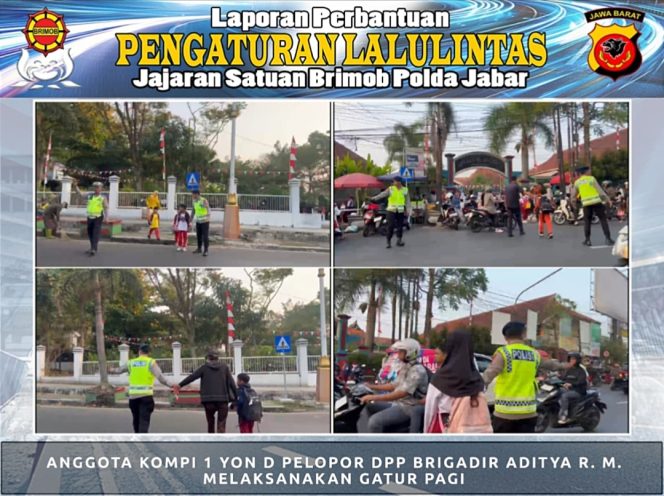 
					Brimob Jabar Hadir, Lancarkan Arus Lalu Lintas dan Jaga Keselamatan Pelajar