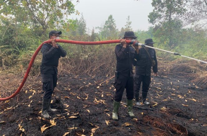 
					Sigap Tangani Karhutla, Tim Bravo 3 Batalyon A Pelopor Padamkan Api di Jalan Manduhara