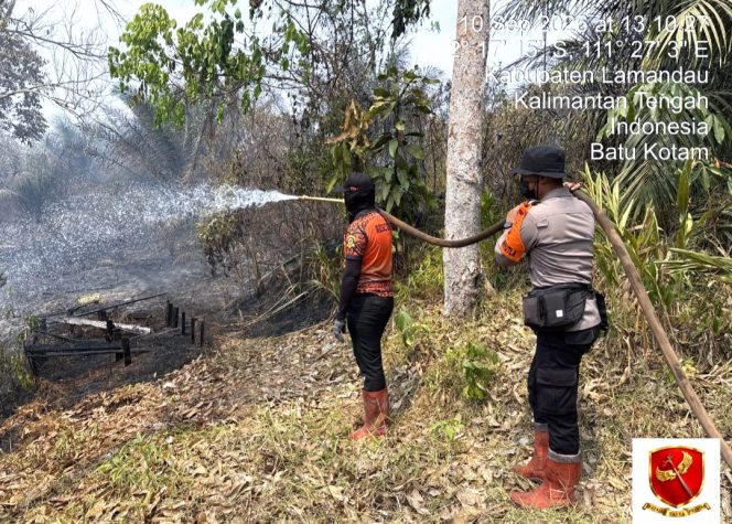 
					Brimob Kalteng Padamkan Karhutla di Desa Batu Kotam Lamandau